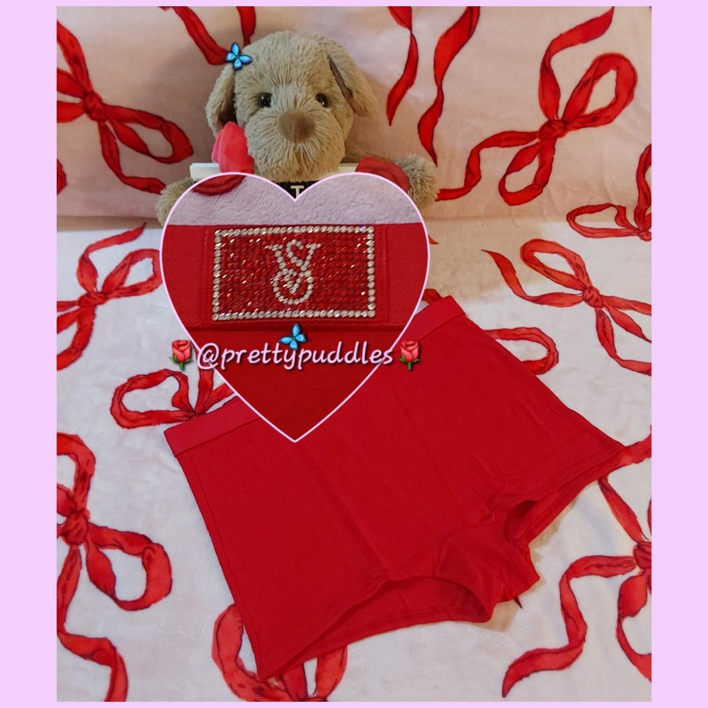 💎 VS Logo Cotton Shine Patch High-Waist Shortie / Boyshort Panty 💎
